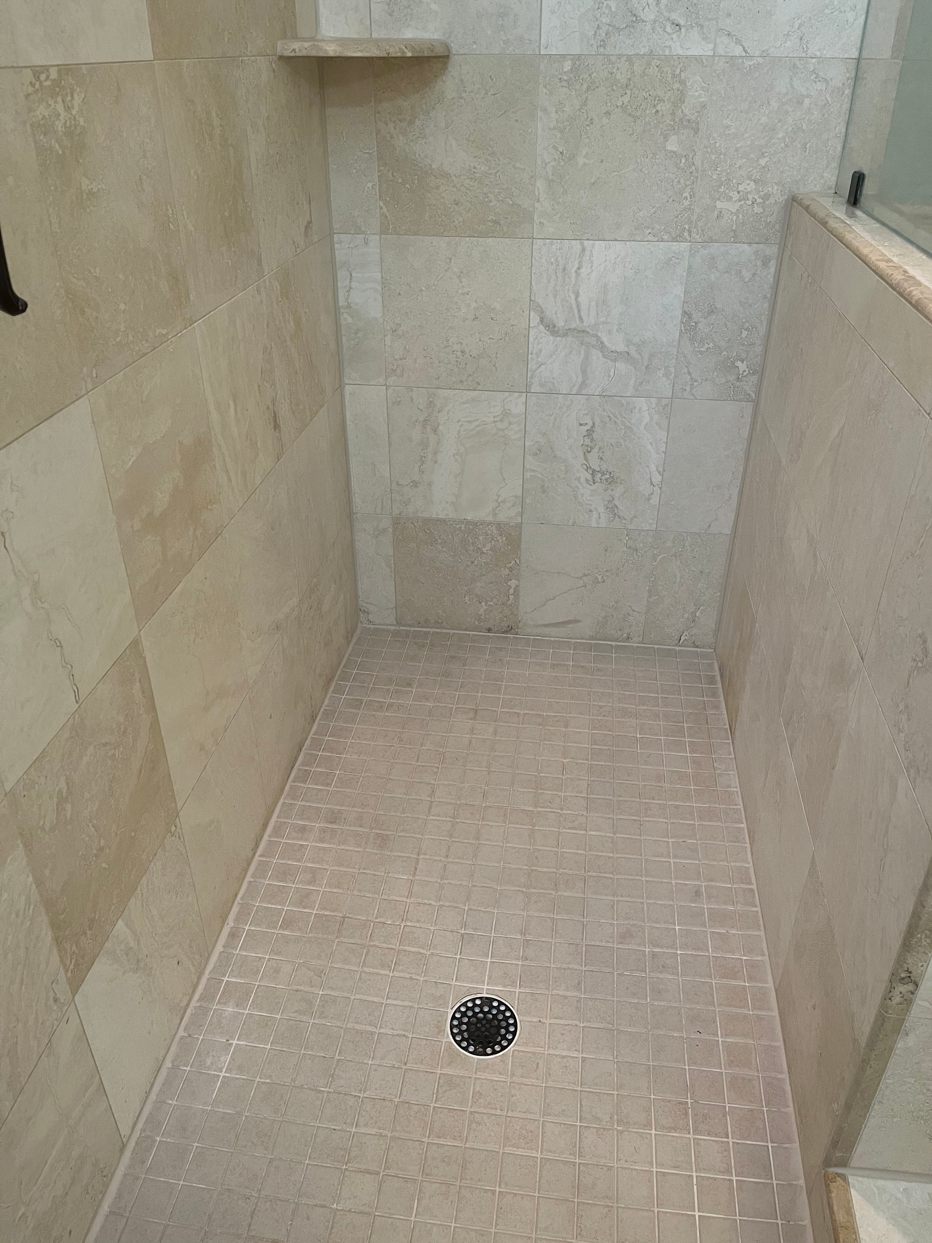 cleaned caulking shower floor